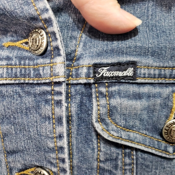 Vintage Faconnable Women's Button Up Denim Stretch Light Jacket Shirt Pockets XS - Picture 4 of 7